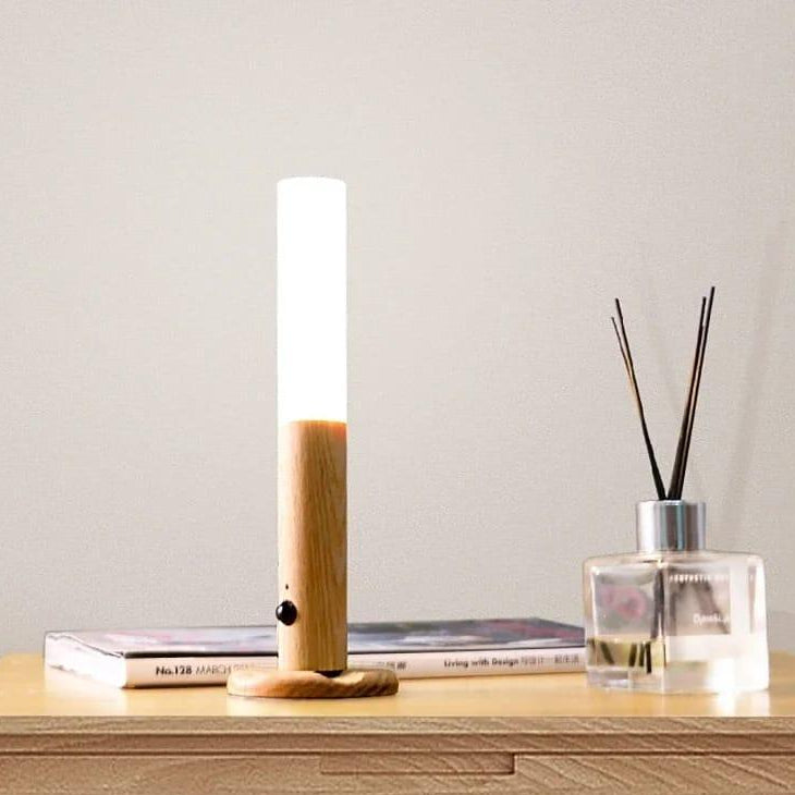 💡 Magnetic Wall Light with Motion Sensor – Brown Wood