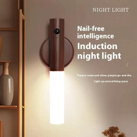 💡 Magnetic Wall Light with Motion Sensor – Brown Wood